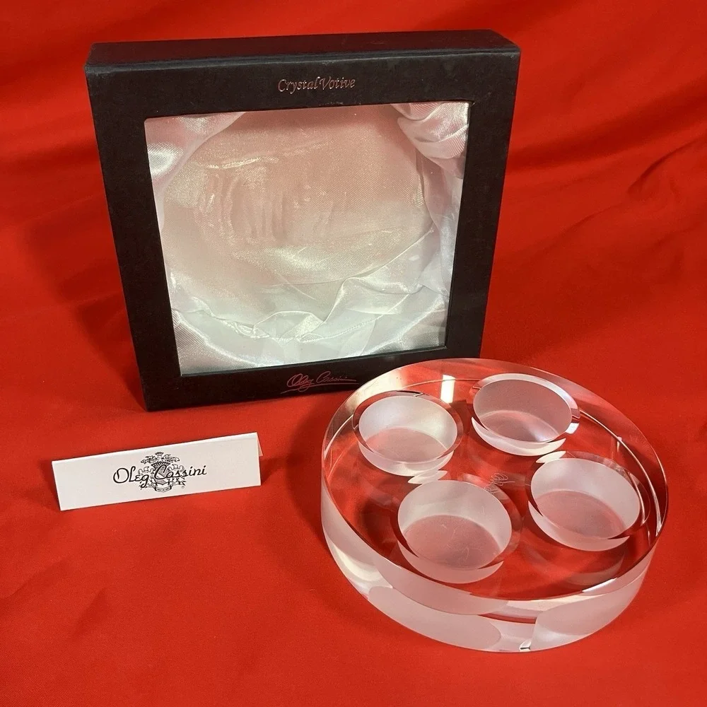 1‎ - Oleg Cassini Crystal Votive For 4 Candles / Pure Round / Signed / 127341